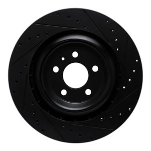 Porsche Macan Brake Rotor (1) - Rear Left - R1 Concepts - Drilled & Slotted - Black - `15-`18